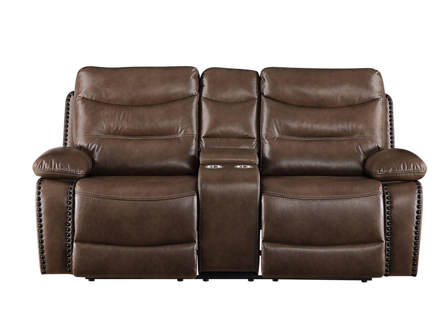 Aashi - Leather Gel Match Recliner Loveseat - Brown Acme
