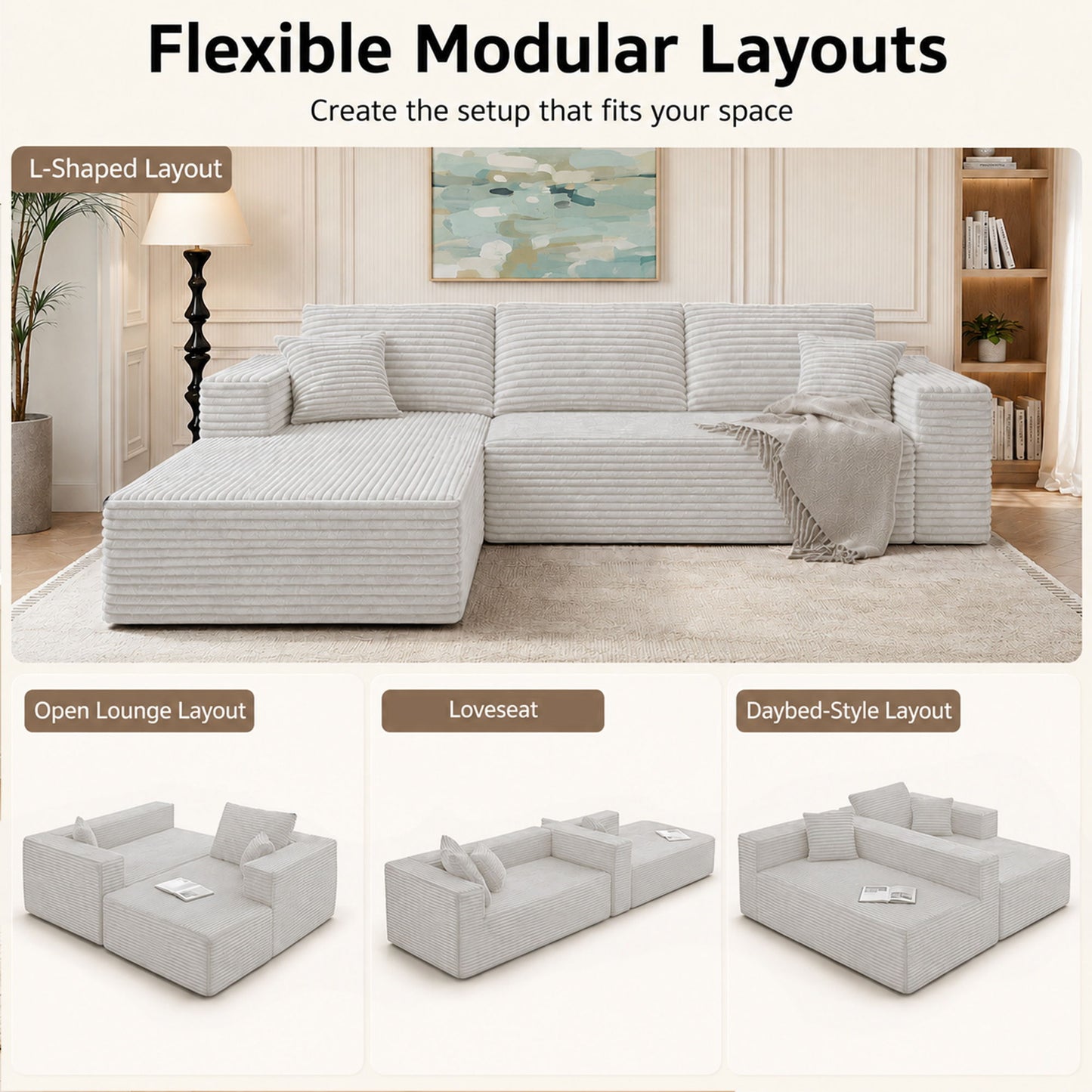 Modern L-Shaped Sectional Sofa With Left Facing Chaise Home Essentials