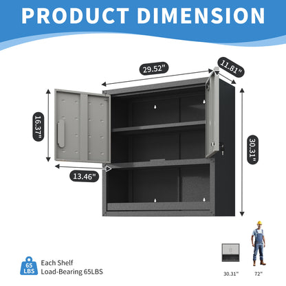 Metal Wall Mounted Tool Storage Cabinet With Locking Door, 1 Shelf & 1 Drawer Daily Nest