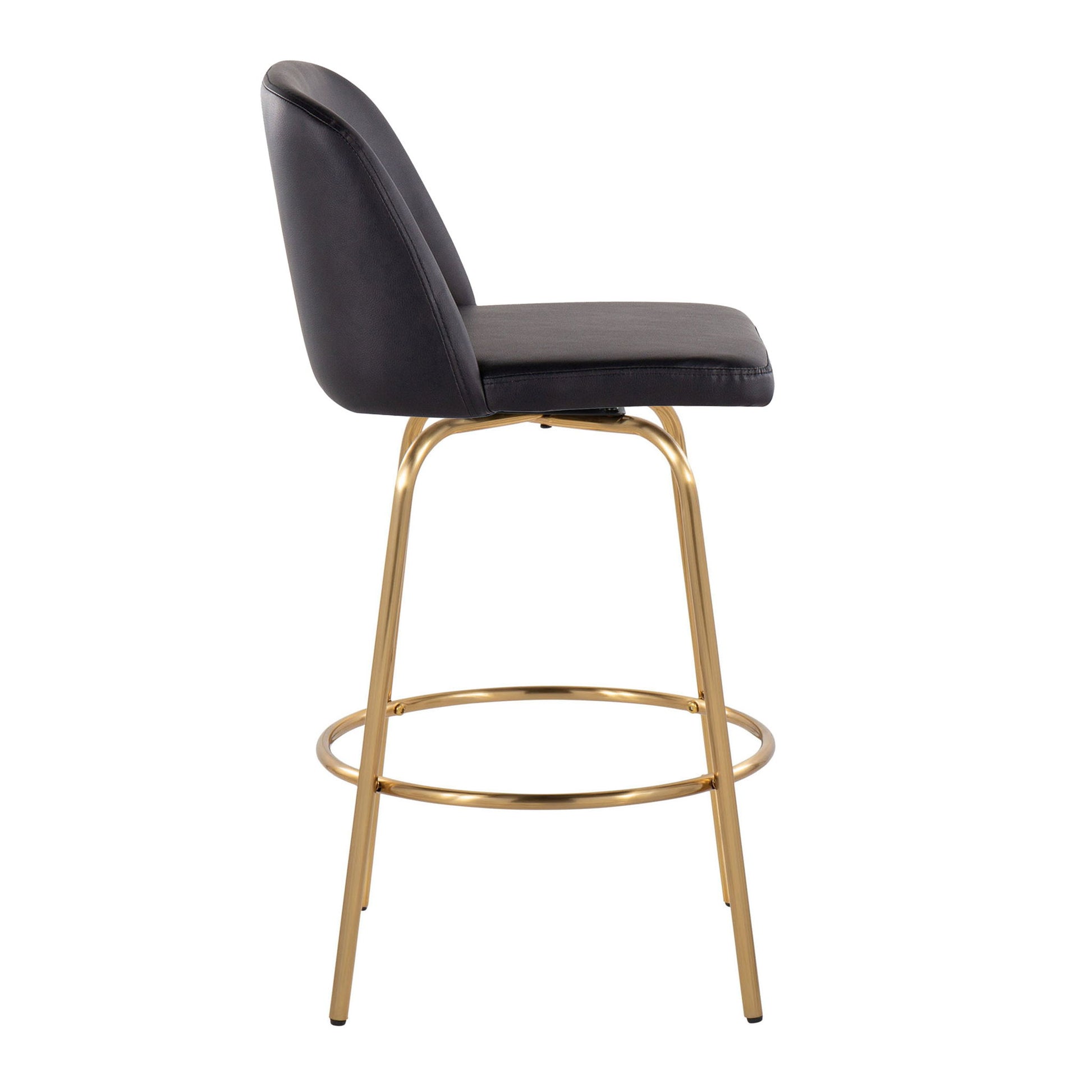 Toriano - Contemporary, Fixed Height Counter Stool With Swivel With Round Footrest (Set of 2) Lumi Source