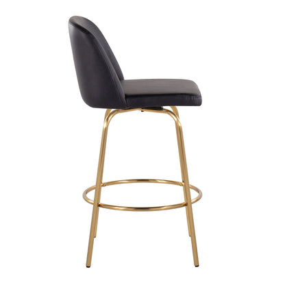 Toriano - Contemporary, Fixed Height Counter Stool With Swivel With Round Footrest (Set of 2) Lumi Source