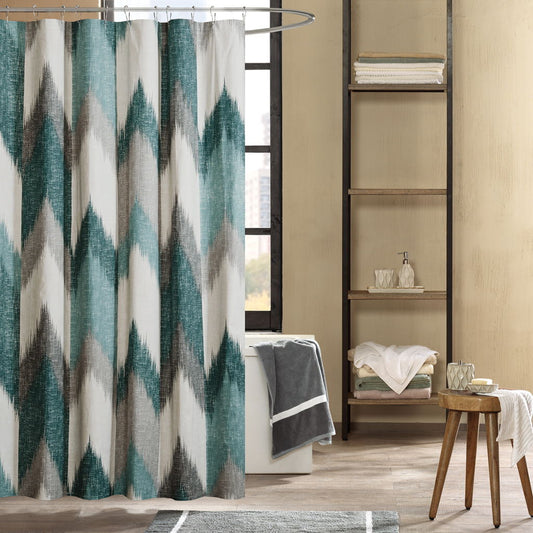 Alpine - Printed Shower Curtain - Aqua