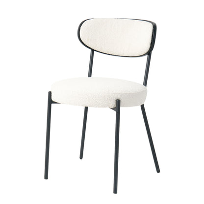 Boucle Modern Kitchen Dining Chair With Bentwood Back (Set of 2) Home Essentials