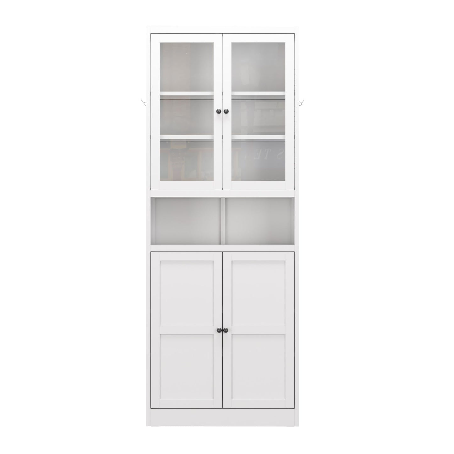 Metal Kitchen Pantry Cabinet Tall Storage With Adjustable Shelves, Heavy Duty Stainless Steel Frame - White Home Essentials
