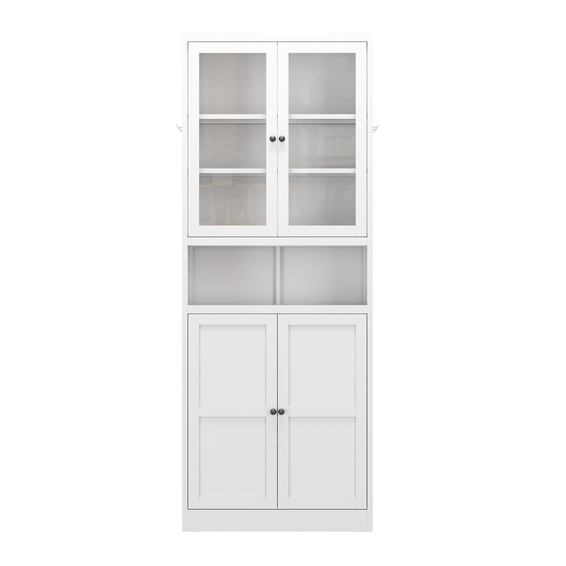 Metal Kitchen Pantry Cabinet Tall Storage With Adjustable Shelves, Heavy Duty Stainless Steel Frame - White Home Essentials