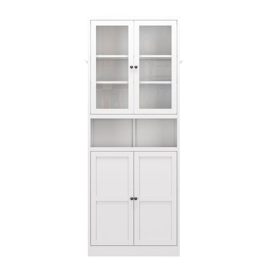 Metal Kitchen Pantry Cabinet Tall Storage With Adjustable Shelves, Heavy Duty Stainless Steel Frame - White Home Essentials