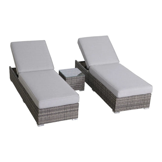 3 Piece Chaise Lounge Set With Adjustable Reclining - Gray Mix LSI Patio Furniture
