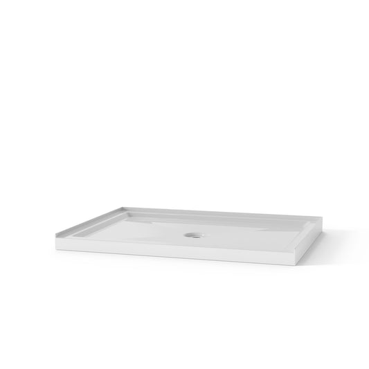 Shower Base Anti Slip Center Drain Single Threshold 32" X 48" - White Daily Nest