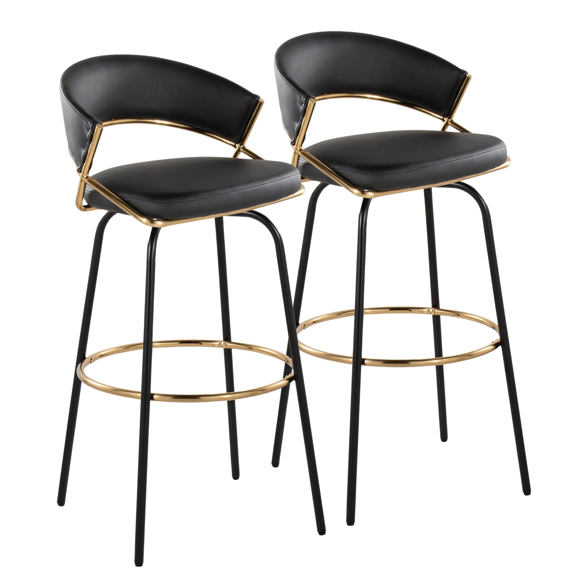 Jie - Fixed Height Contemporary Barstool With Swivel Round Footrest (Set of 2) Lumi Source