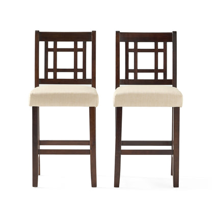 Upholstered Dining Chairs, Modern Dining Room Chairs For Dining Room Kitchen With Acacia Wood Legs (Set of 2) - Mahogany / Beige Noble House