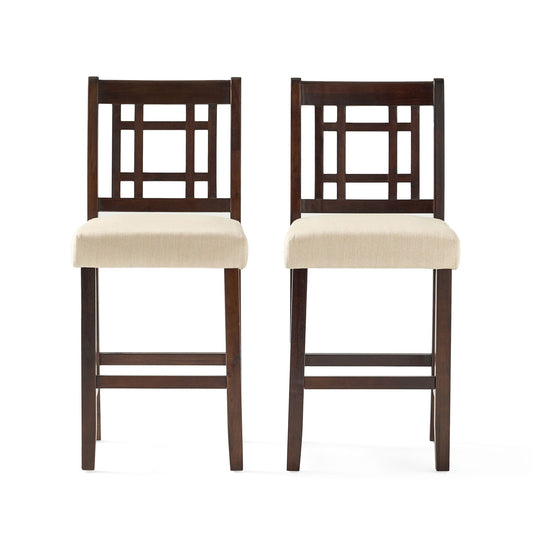 Upholstered Dining Chairs, Modern Dining Room Chairs For Dining Room Kitchen With Acacia Wood Legs (Set of 2) - Mahogany / Beige Noble House