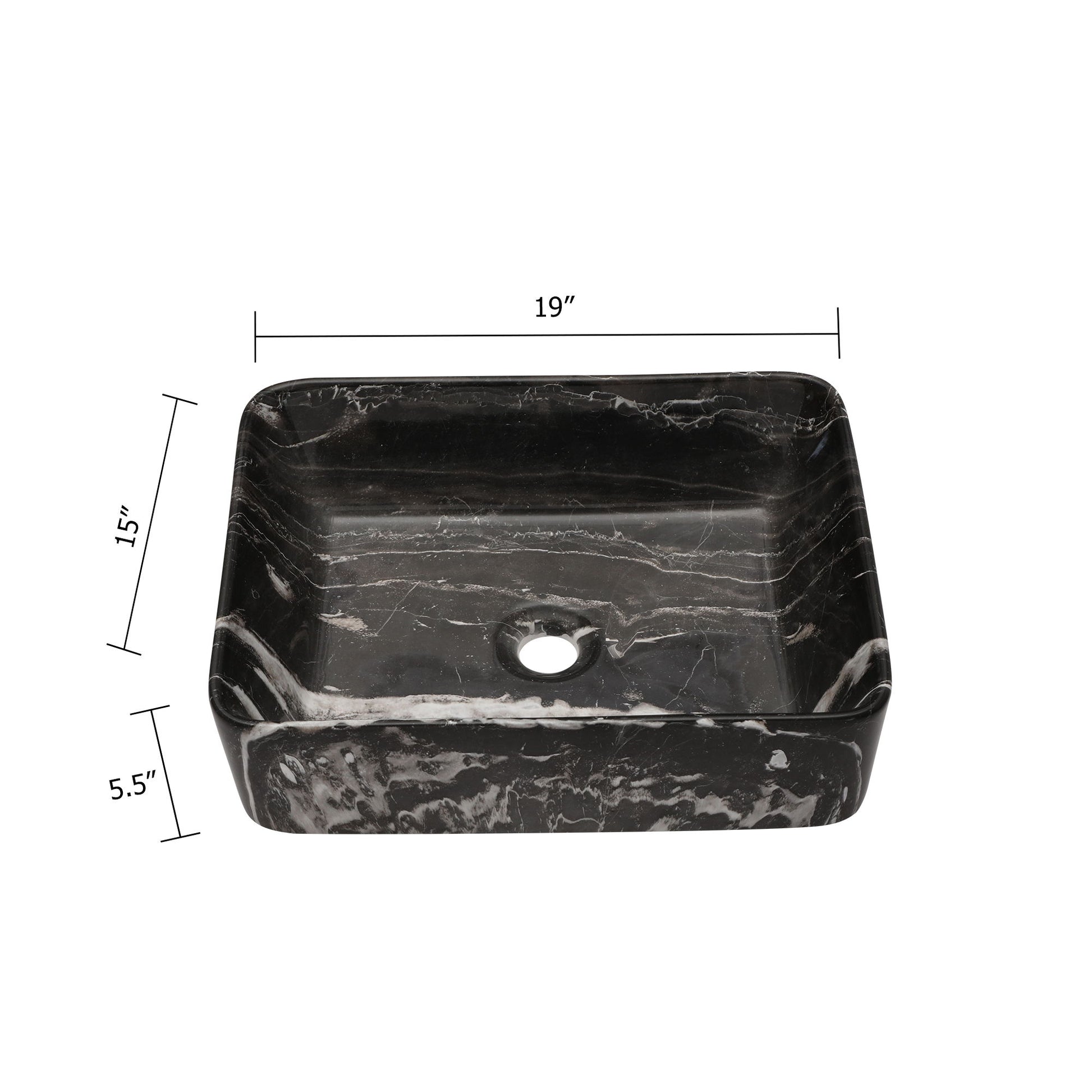 Rectangular Vessel Bathroom Sink - Black / Gray Daily Nest
