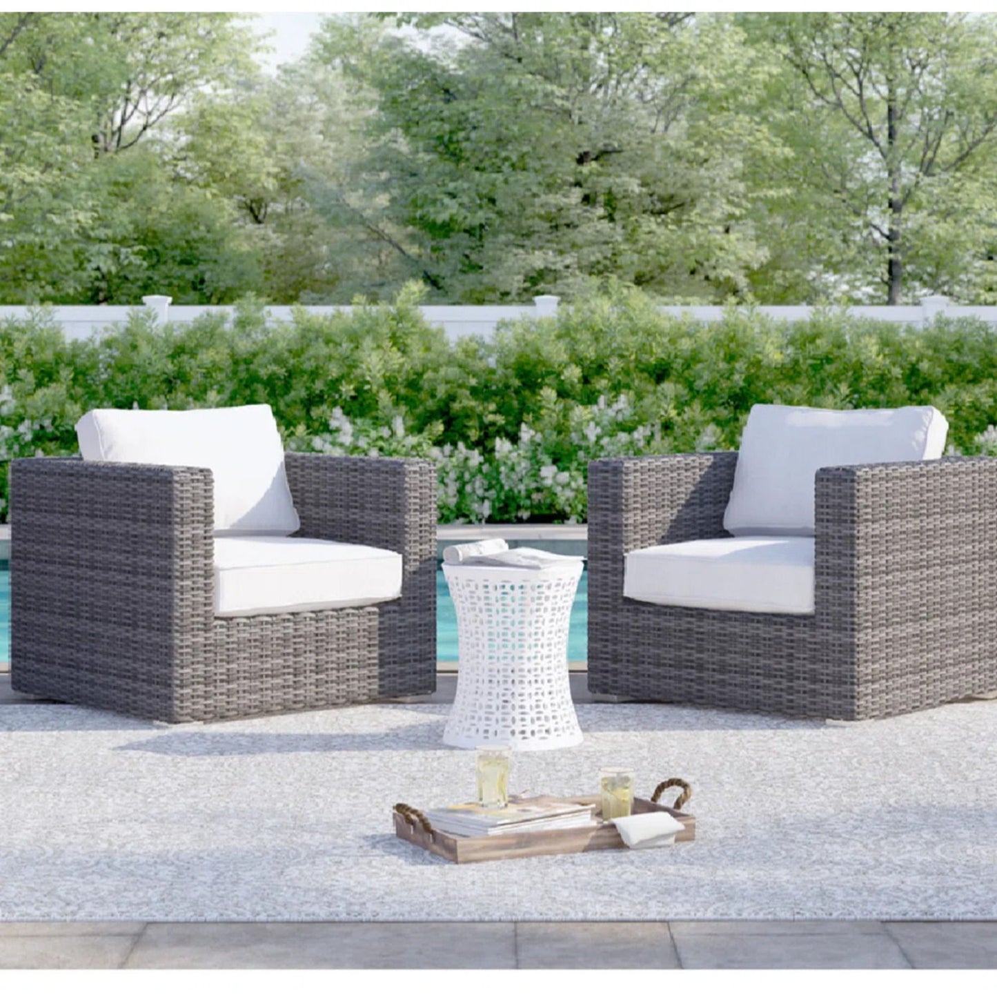 Outdoor Armchairs With Cushions (Set of 2) - Espresso / Gray LSI Patio Furniture