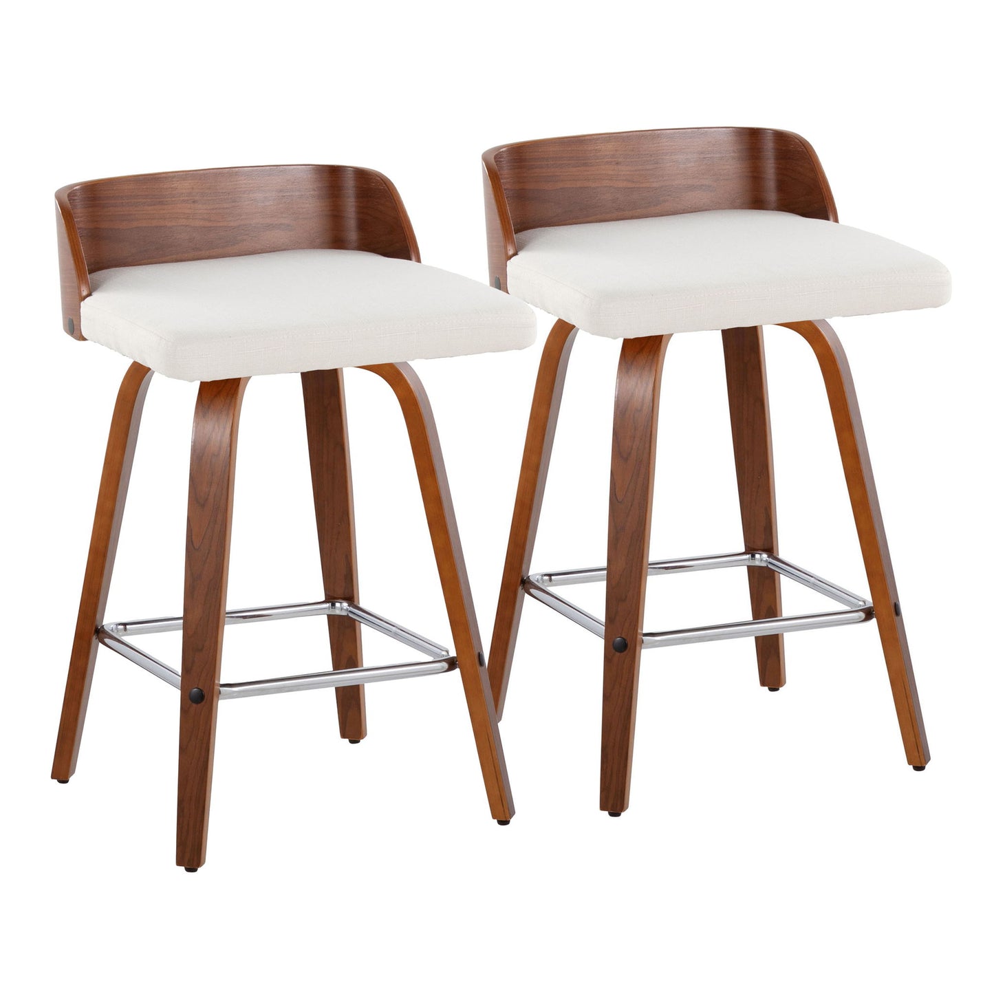 Maya - Mid Century Modern Fixed Height Counter Stool & Swivel With Square Footrest (Set of 2) Lumi Source
