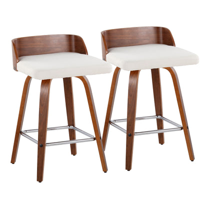 Maya - Mid Century Modern Fixed Height Counter Stool & Swivel With Square Footrest (Set of 2) Lumi Source