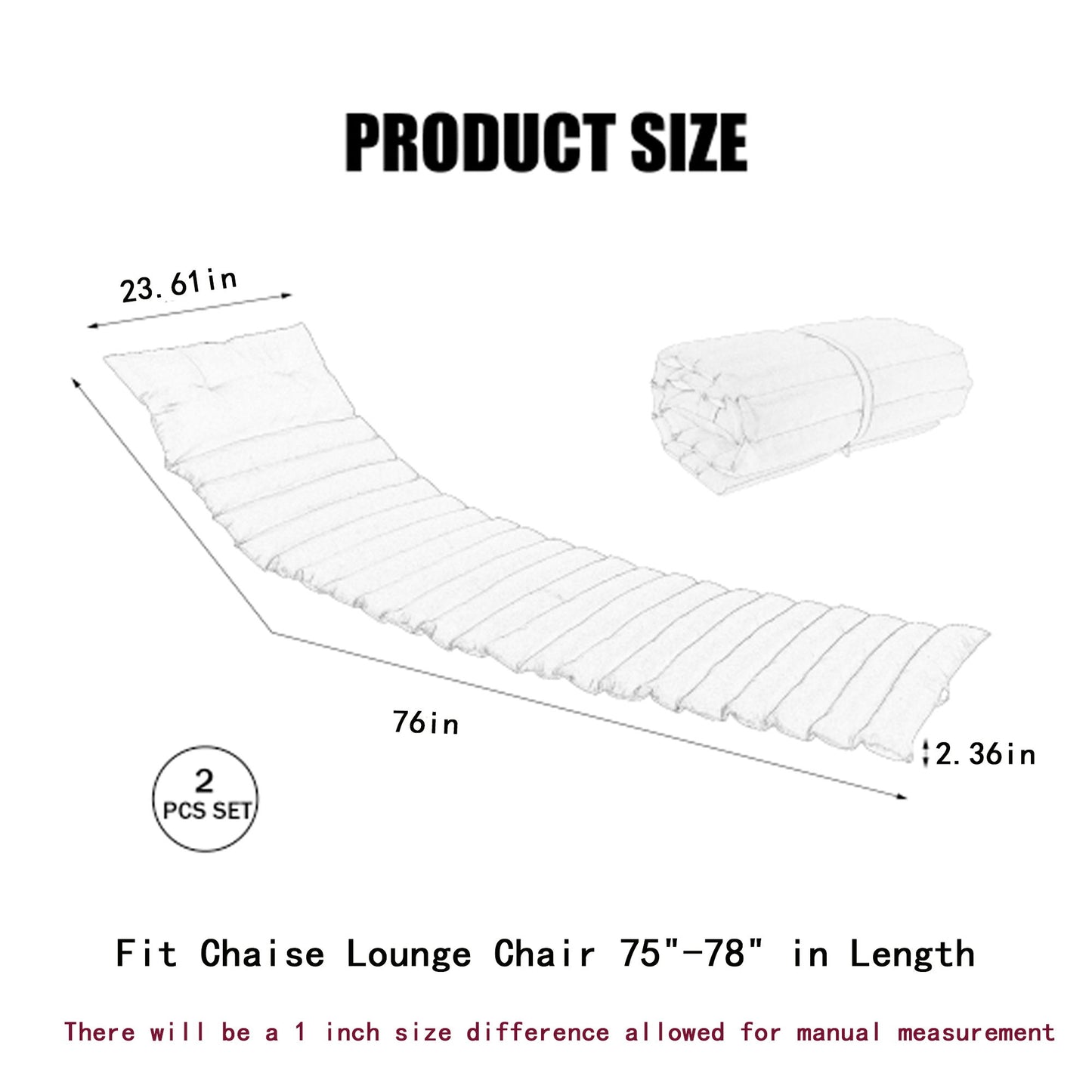2 Piece Outdoor Chaise Lounge Chair Cushion Set Home Essentials