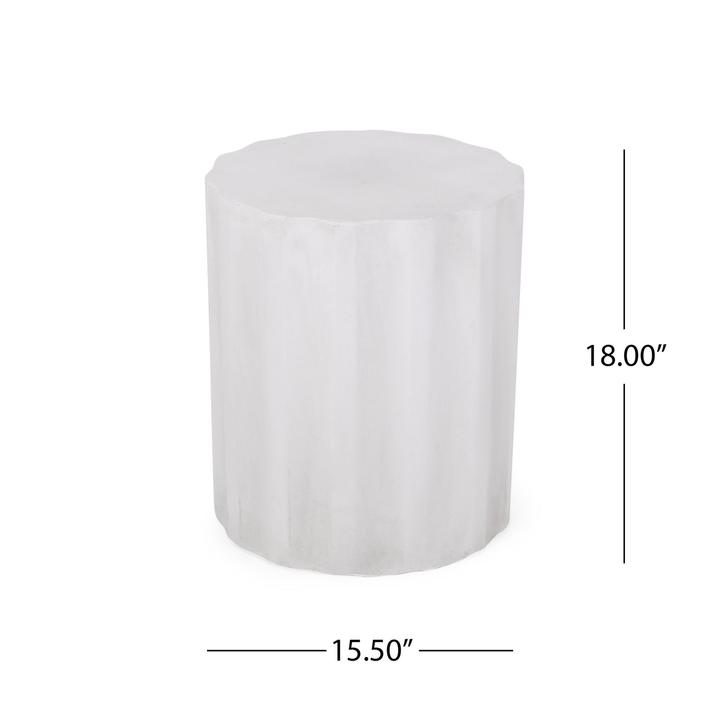 Outdoor End Table With Soft Wave Edge - Antique White Noble House