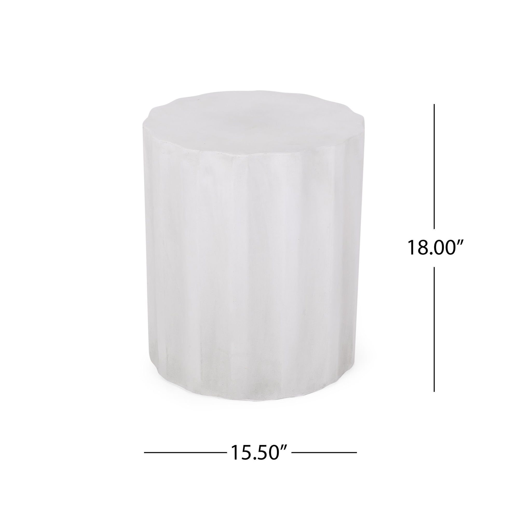 Outdoor End Table With Soft Wave Edge - Antique White Noble House