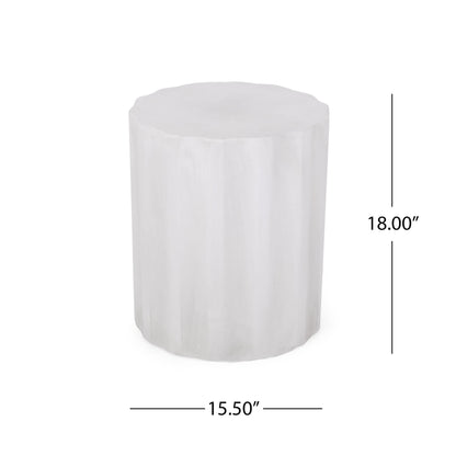 Outdoor End Table With Soft Wave Edge - Antique White Noble House