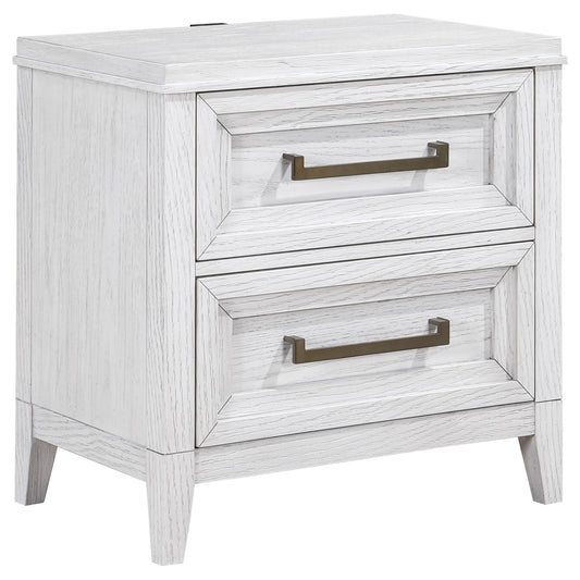 Marielle - 2-Drawer Nightstand Bedside Table - Distressed White CoasterEveryday