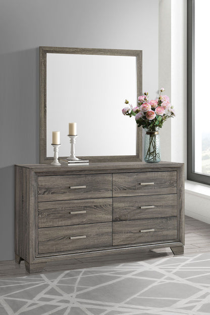 Wright - 6-Drawer Dresser And Mirror - Brown Oak