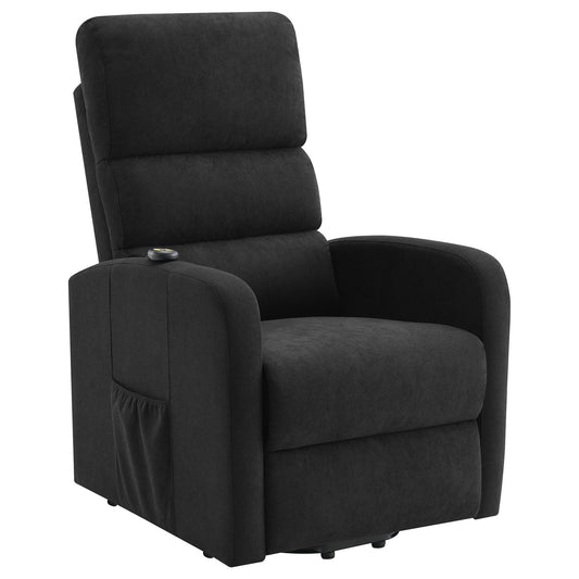 Royston - Upholstered Power Lift Recliner With Remote Comfort - Black Furniture Max