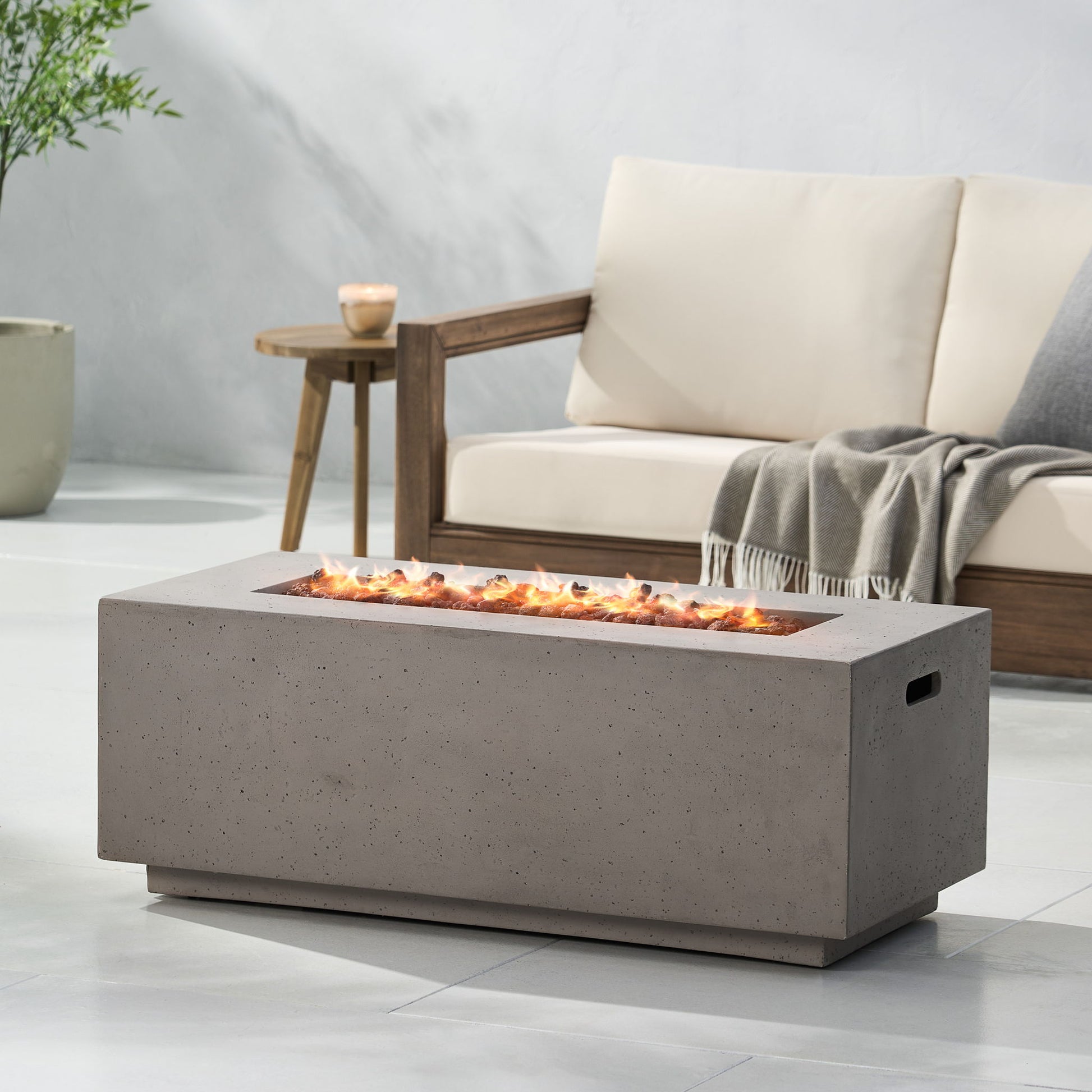 Contemporary Outdoor 40,000 Btu Propane Fire Pit Noble House