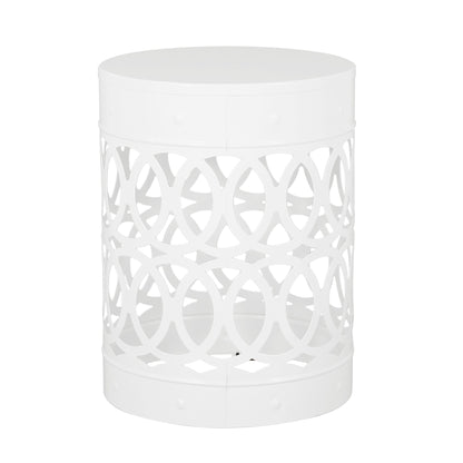 Outdoor Metal Large End Table, Modern Design Noble House