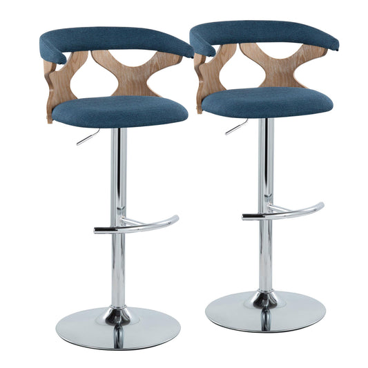 Gardenia - Contemporary Adjustable Barstool With Swivel / Rounded T Footrest (Set of 2) Lumi Source