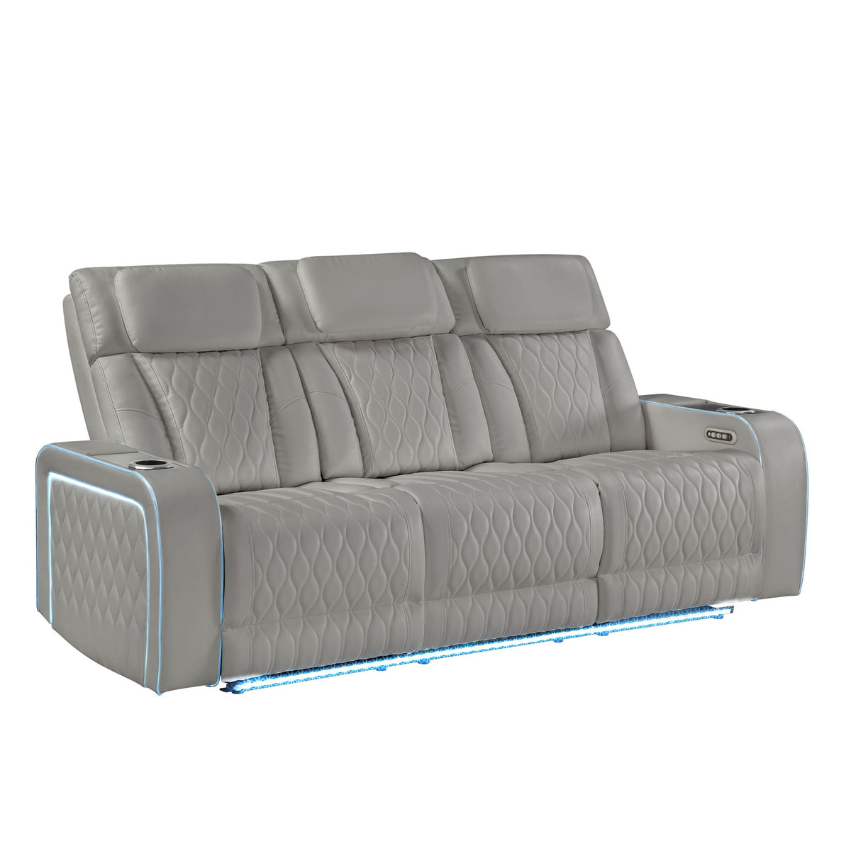 Electra - Power Reclining Sofa With Power Headrests, Drop Down Table, Reading Light, Massage, LED Lighting And USB Control Matrix Furniture Group