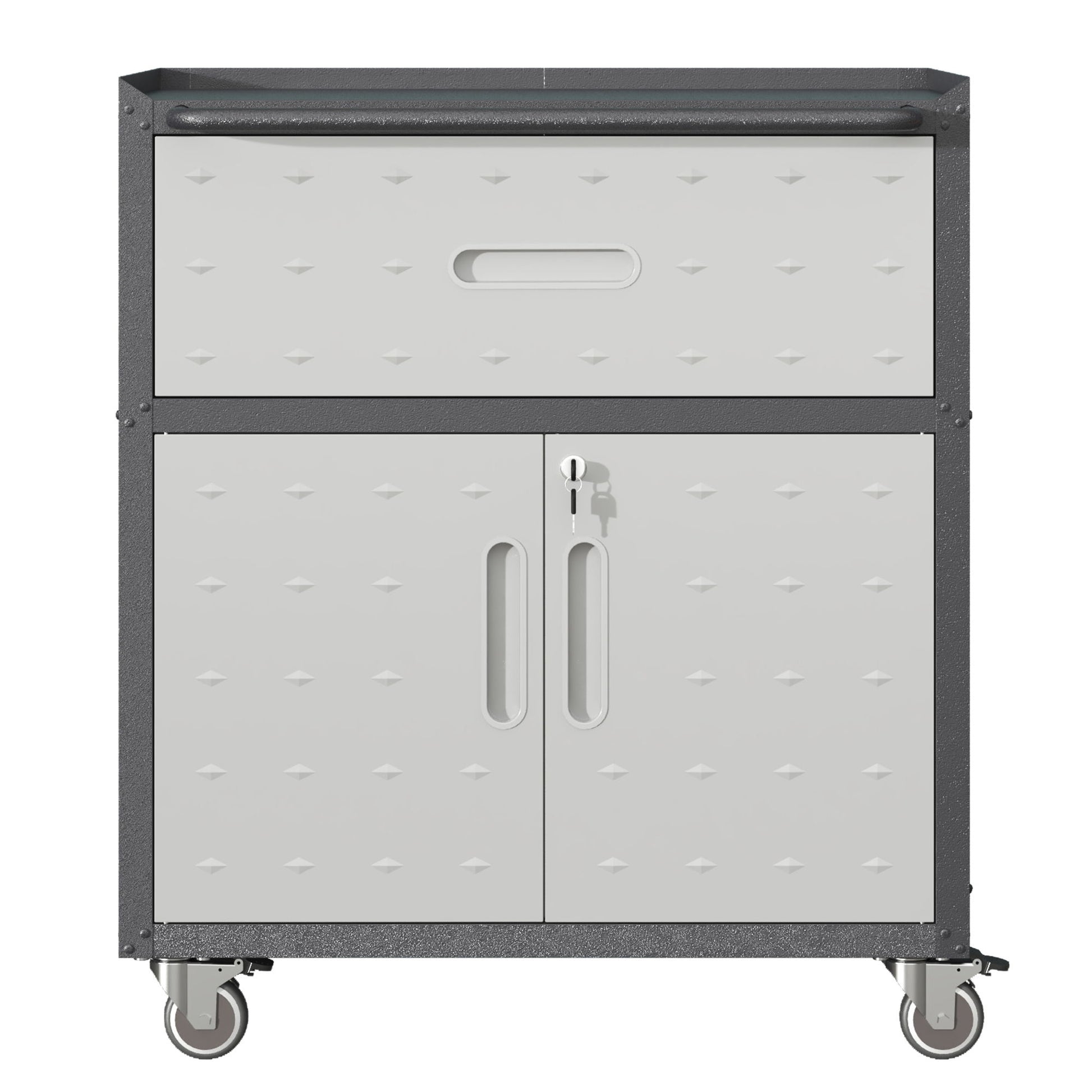 Sturdy And Durable Metal Tool Cabinet For Garage With Wheels Mobile Heavy Duty Storage Cabinet With 1 Drawer And 2 Locking Doors Daily Nest