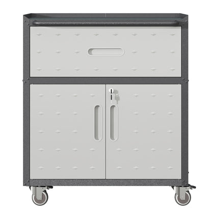 Sturdy And Durable Metal Tool Cabinet For Garage With Wheels Mobile Heavy Duty Storage Cabinet With 1 Drawer And 2 Locking Doors Daily Nest