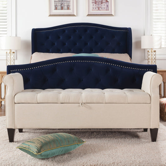 Jacqueline - Tufted Roll Arm Storage Bench Jennifer Taylor Home
