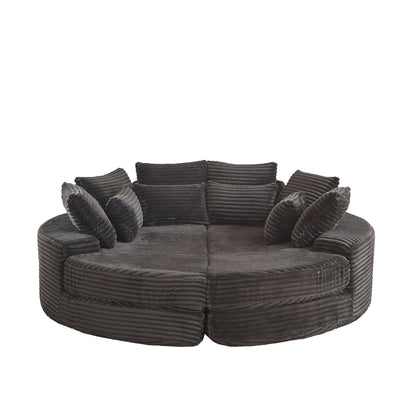 Round Oversized Sofa Bed With 5 Throw Pillows Home Essentials
