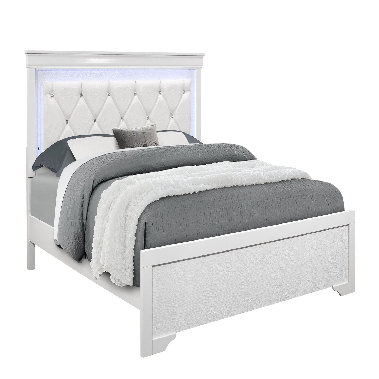 Shaker - Bed With LED Lighting And Crystal Inspired Tufted Headboard Global Furniture USA