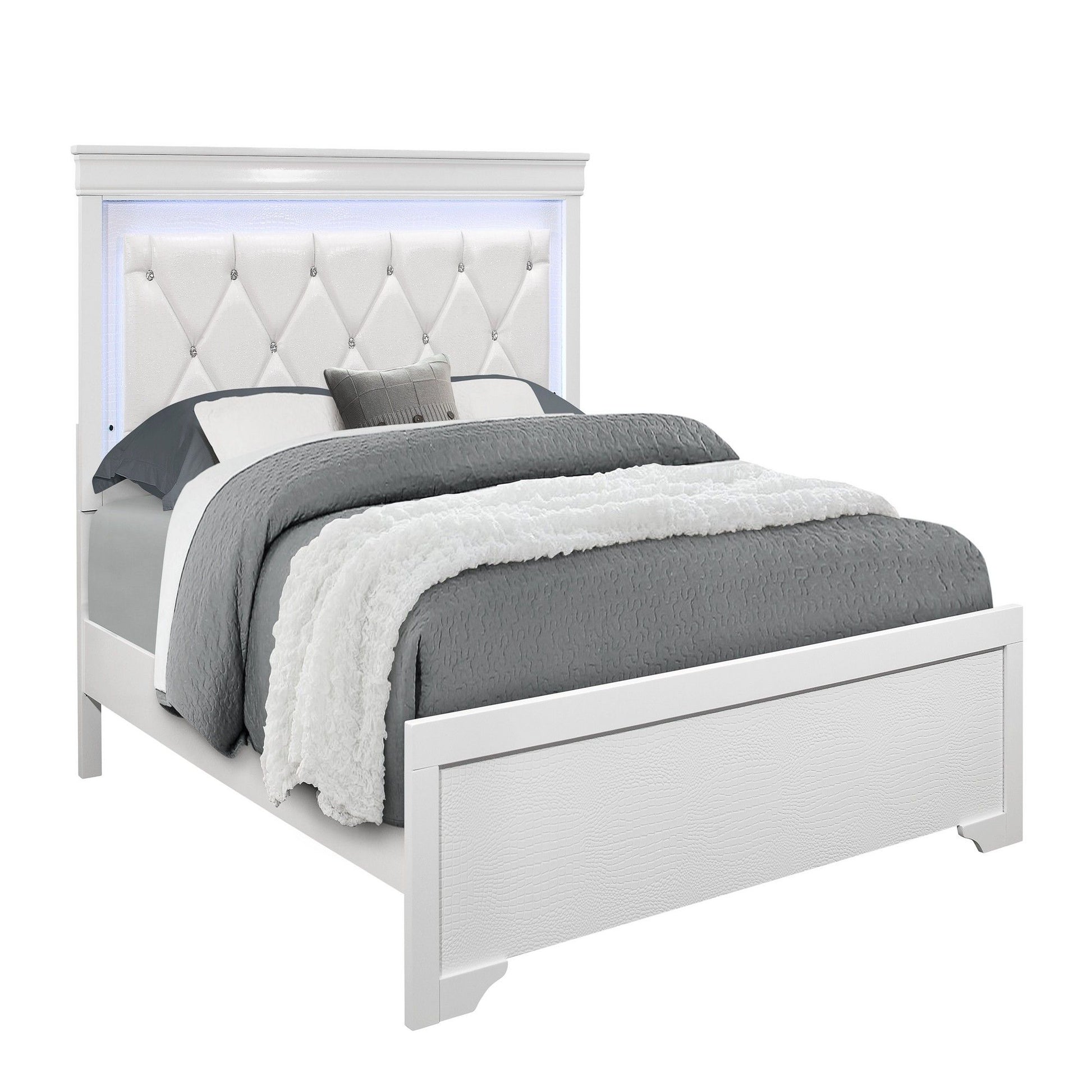 Shaker - Bed With LED Lighting And Crystal Inspired Tufted Headboard Global Furniture USA