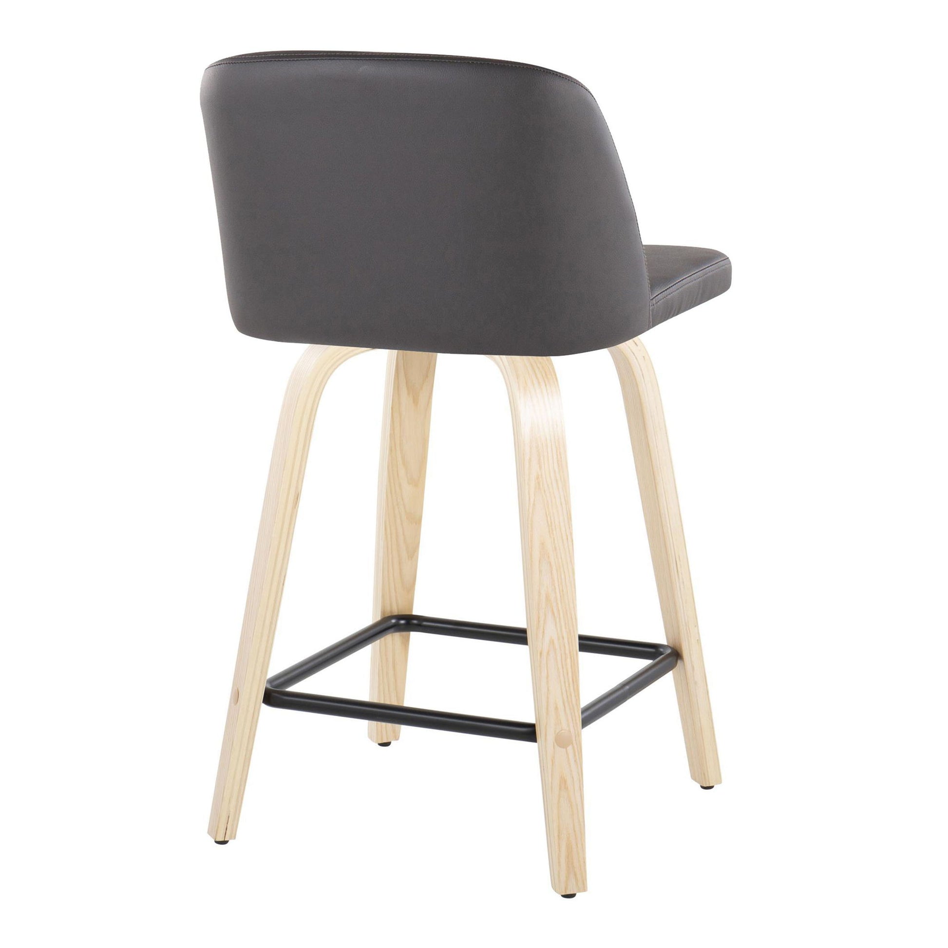 Toriano - Contemporary Modern Design Fixed Height Counter Stool With Swivel With Square Footrest (Set of 2) Lumi Source