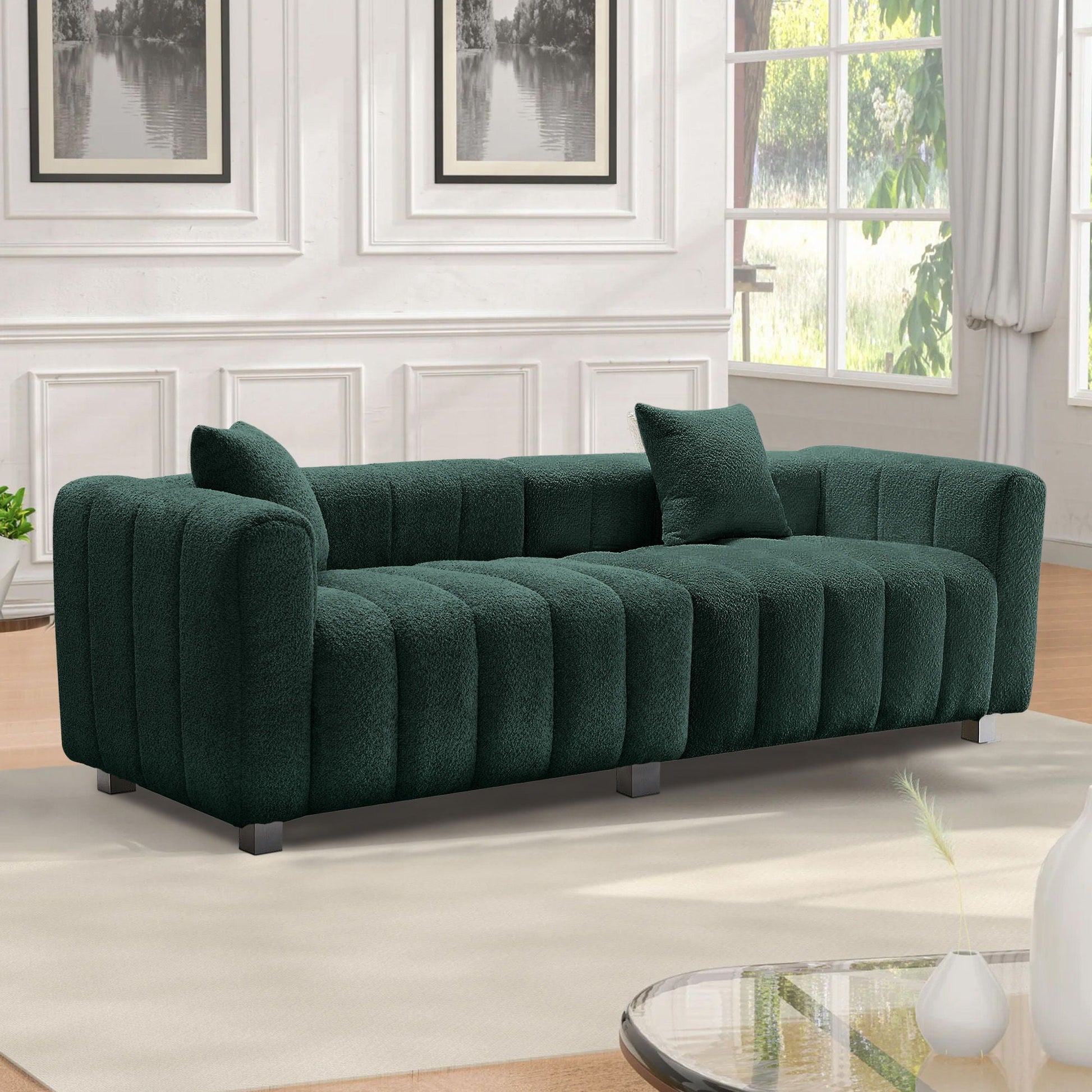 Modern 3 Seater Sofa With 2 Pillows Home Essentials
