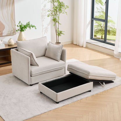 Oversized Deep Seat Accent Chair With Matching Storage Ottoman & Throw Pillows Hearth and Haven