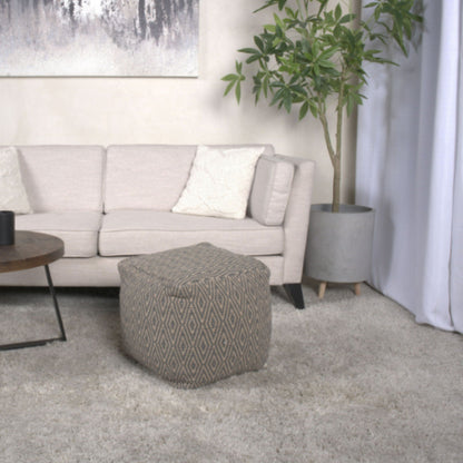 Amuleto - Hand Loomed Cotton Pouf - Dark Gray / Brown Home Essentials