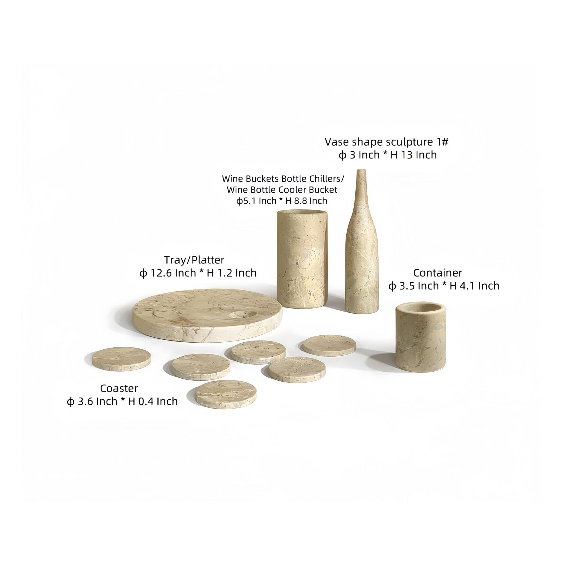 10 Pieces Luxury Natural Marble Dining Room Accessories Set Daily Nest