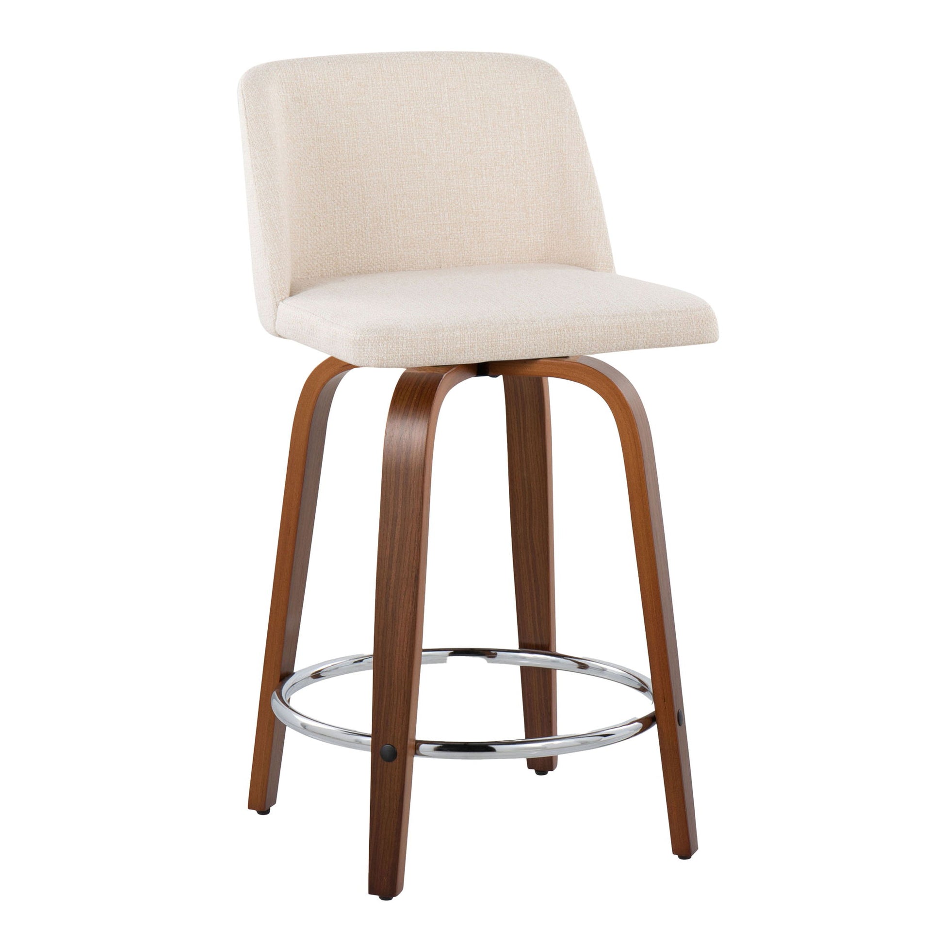 Toriano - Mid Century Modern Fixed Height Counter Stool With Swivel With Round Footrest (Set of 2) Lumi Source