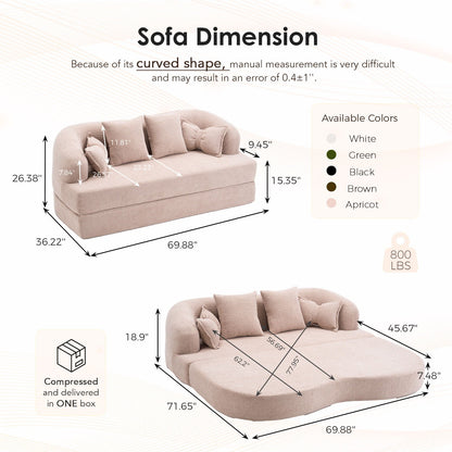 Foldable Sofa Bed, Boneless Couch Convertible Sleeper With 4 Pillows Home Essentials