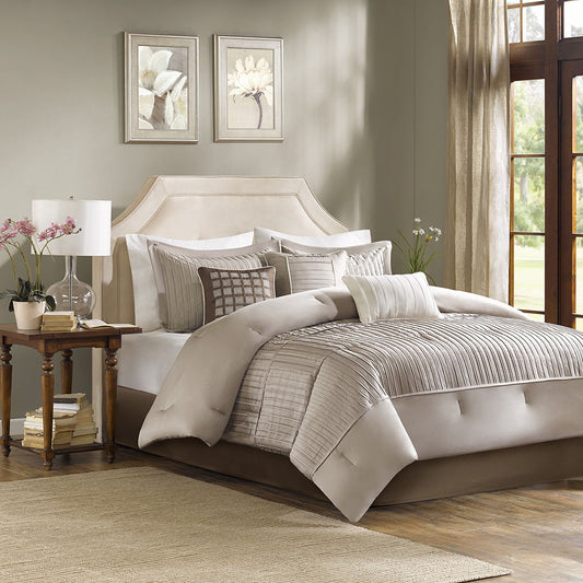 Trinity - Queen Piece Comforter (Set of 7) - Taupe Madison Park