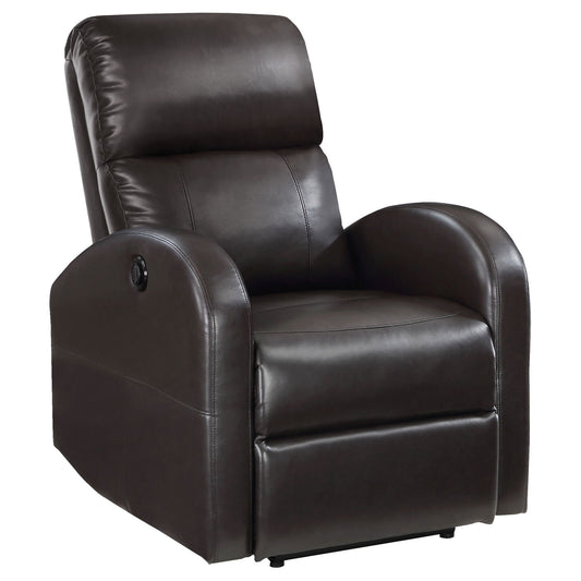 Meglia - Upholstered Power Recliner Chair With Smooth Button Controls - Brown Furniture Max