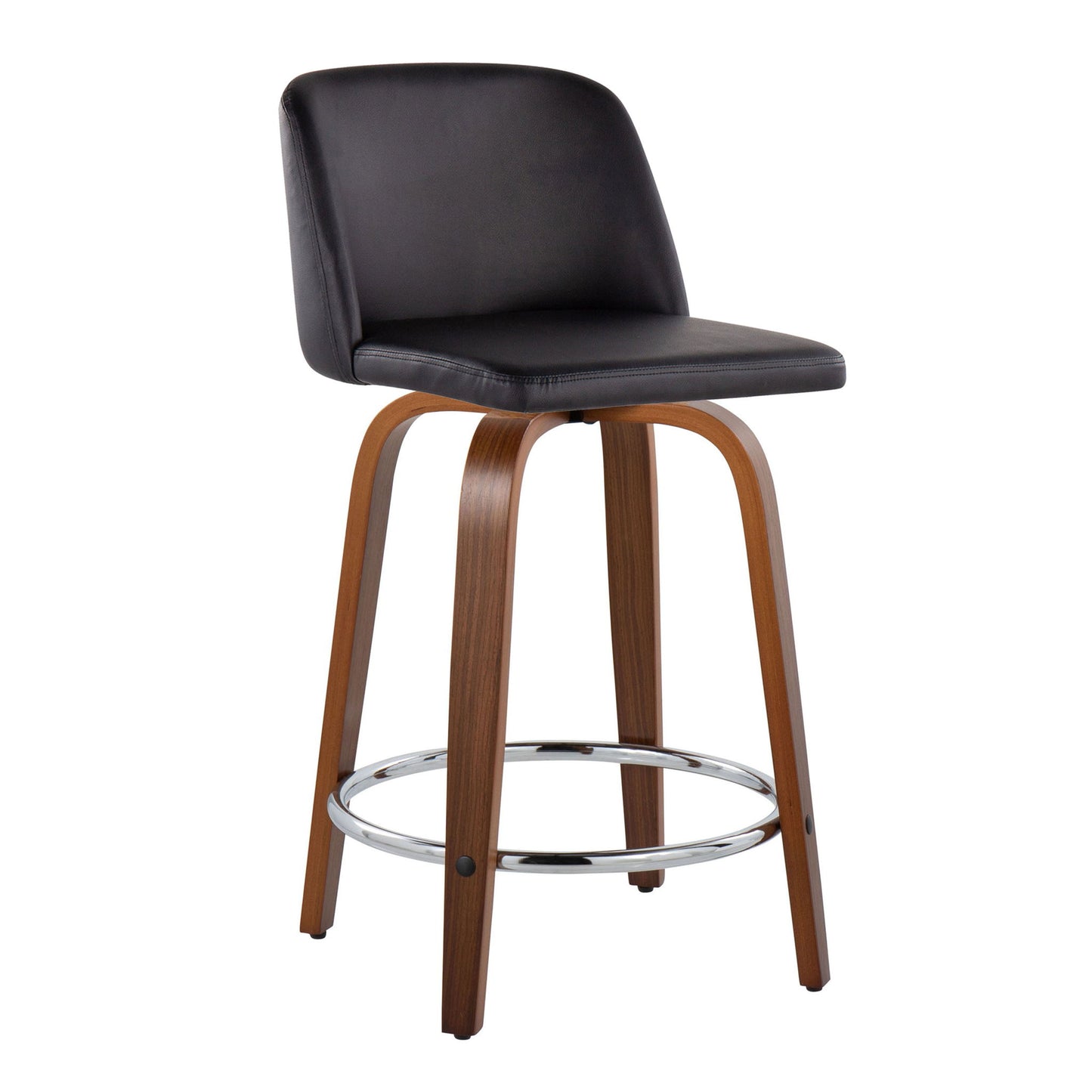 Toriano - Mid Century Modern Fixed Height Counter Stool With Swivel With Round Footrest (Set of 2) Lumi Source