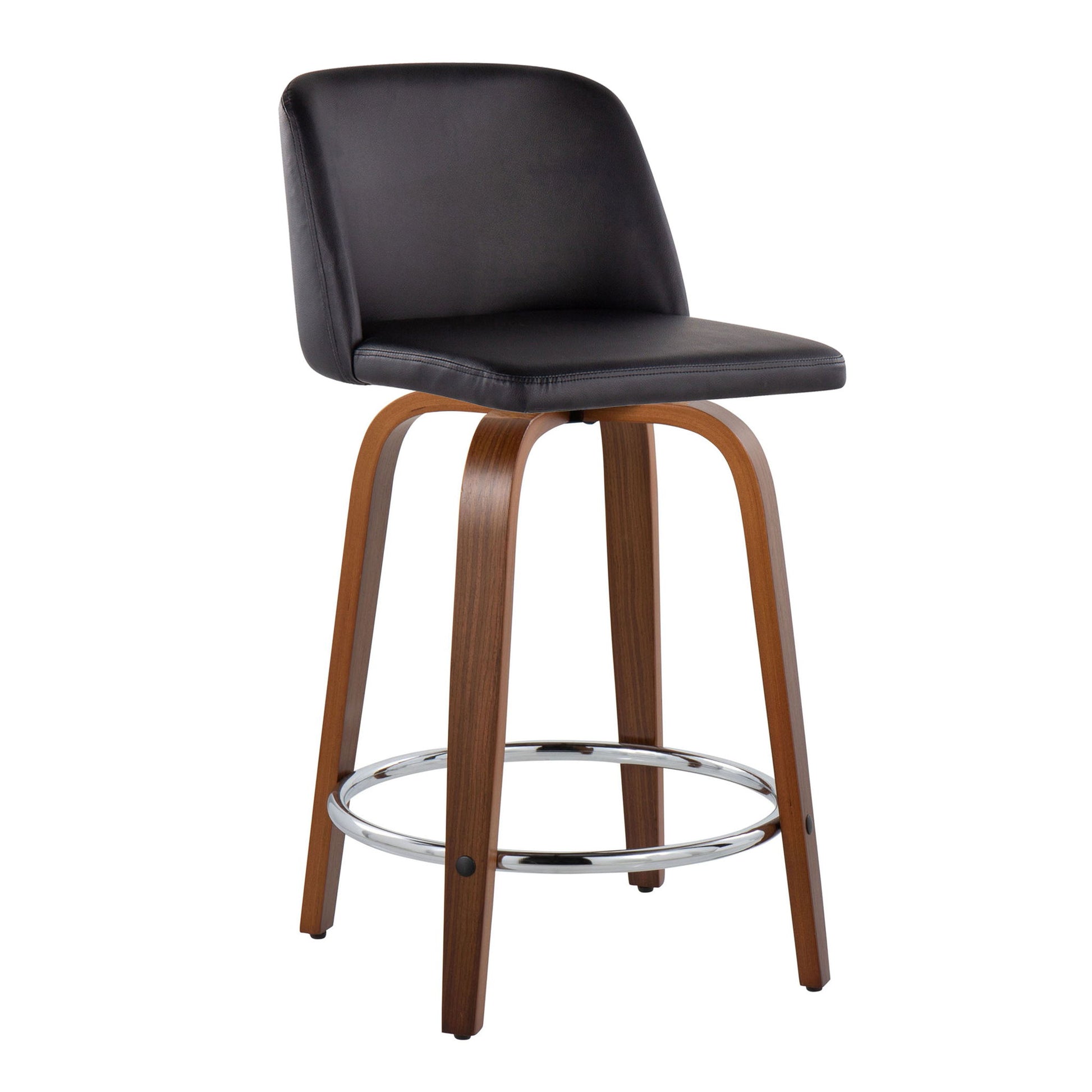 Toriano - Mid Century Modern Fixed Height Counter Stool With Swivel With Round Footrest (Set of 2) Lumi Source