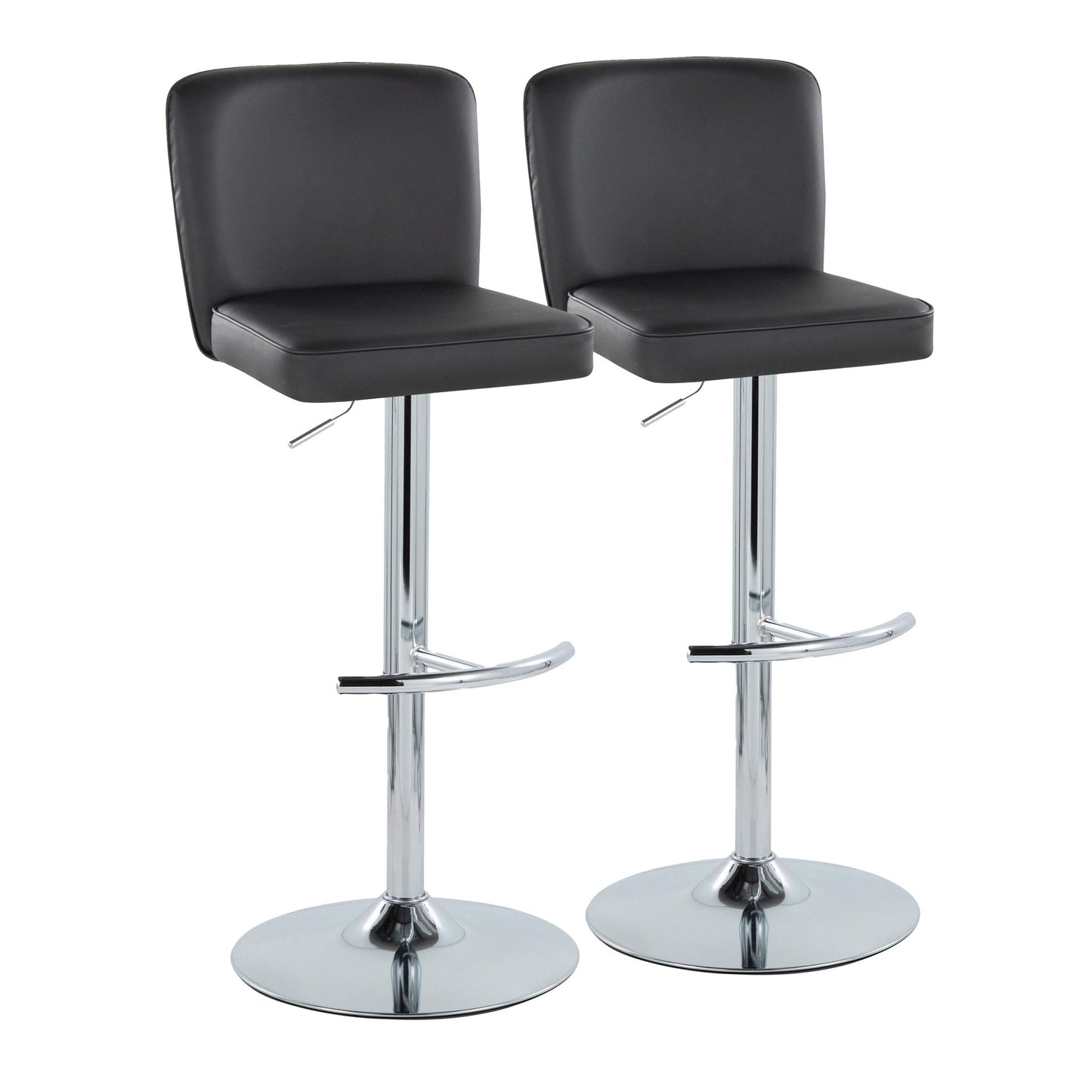 Henry - Contemporary Adjustable Barstool With Swivel & Rounded T Footrest (Set of 2) Lumi Source
