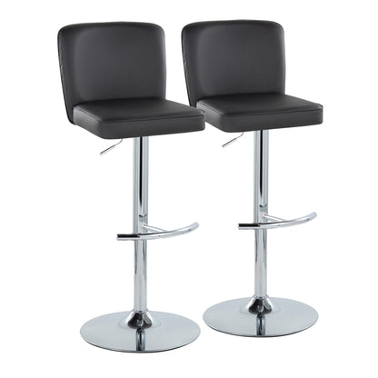 Henry - Contemporary Adjustable Barstool With Swivel & Rounded T Footrest (Set of 2) Lumi Source
