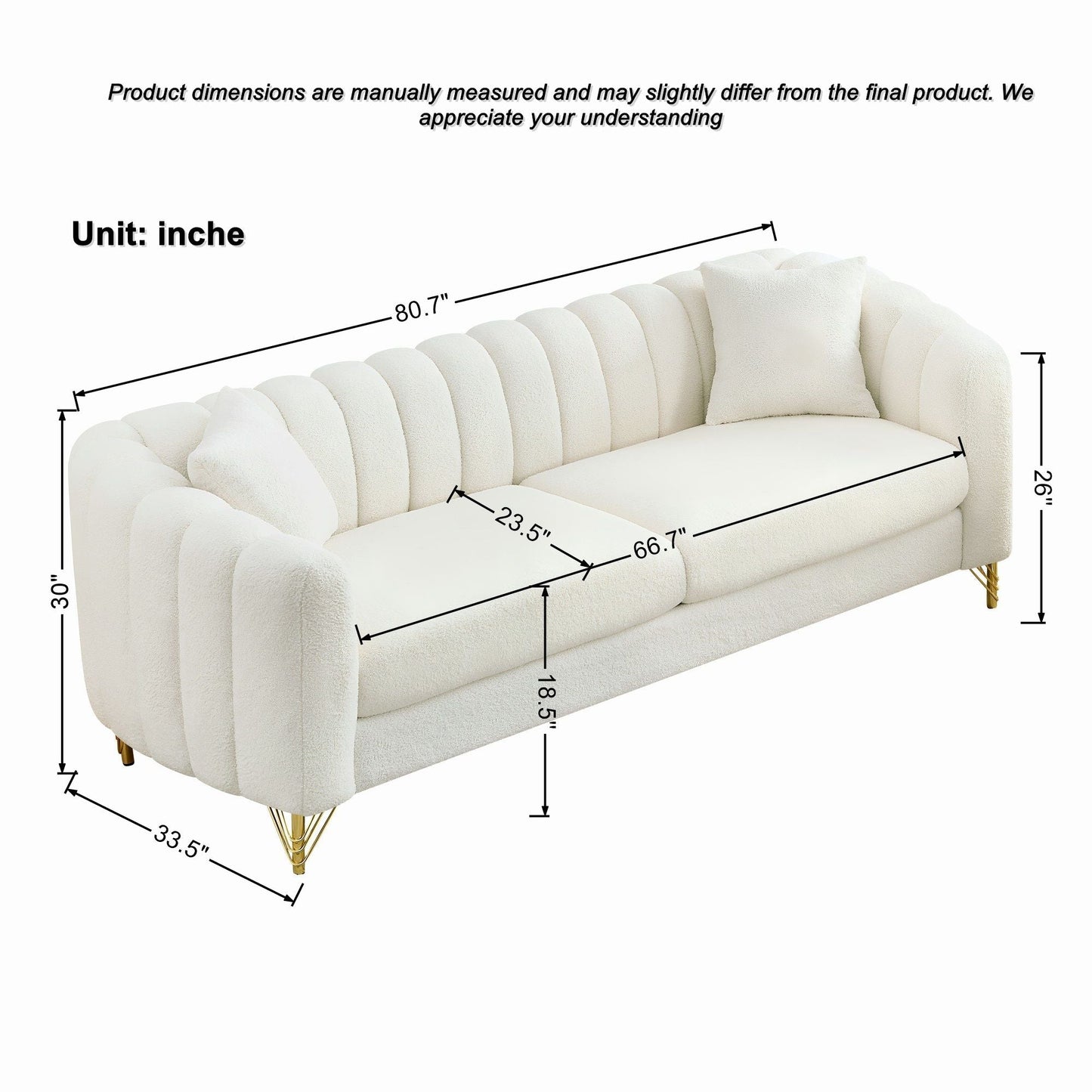 Tufted Oversized Sofa For Living Spaces - Beige Home Essentials